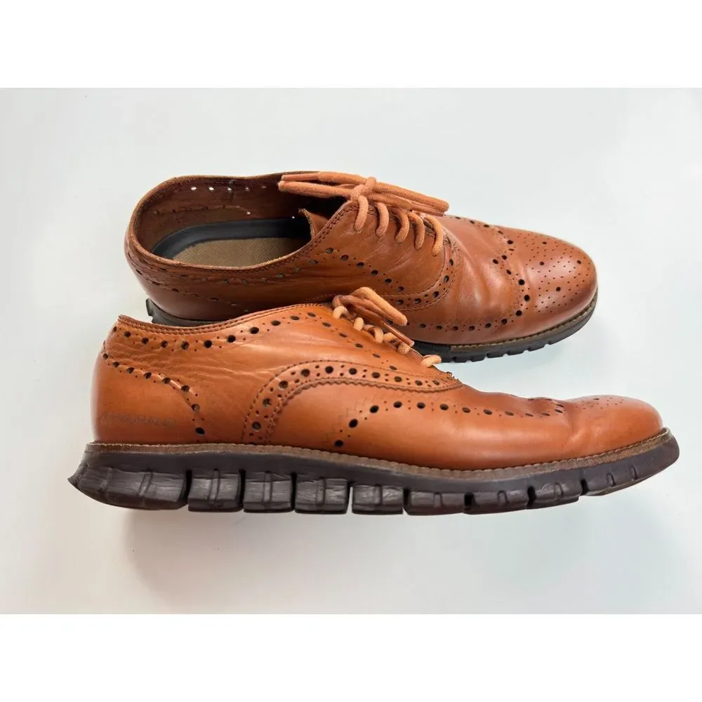 Cole Haan ZERGRAND Remastered Wingtip Oxford Mens‎ 9M Brown Leather Lace-up